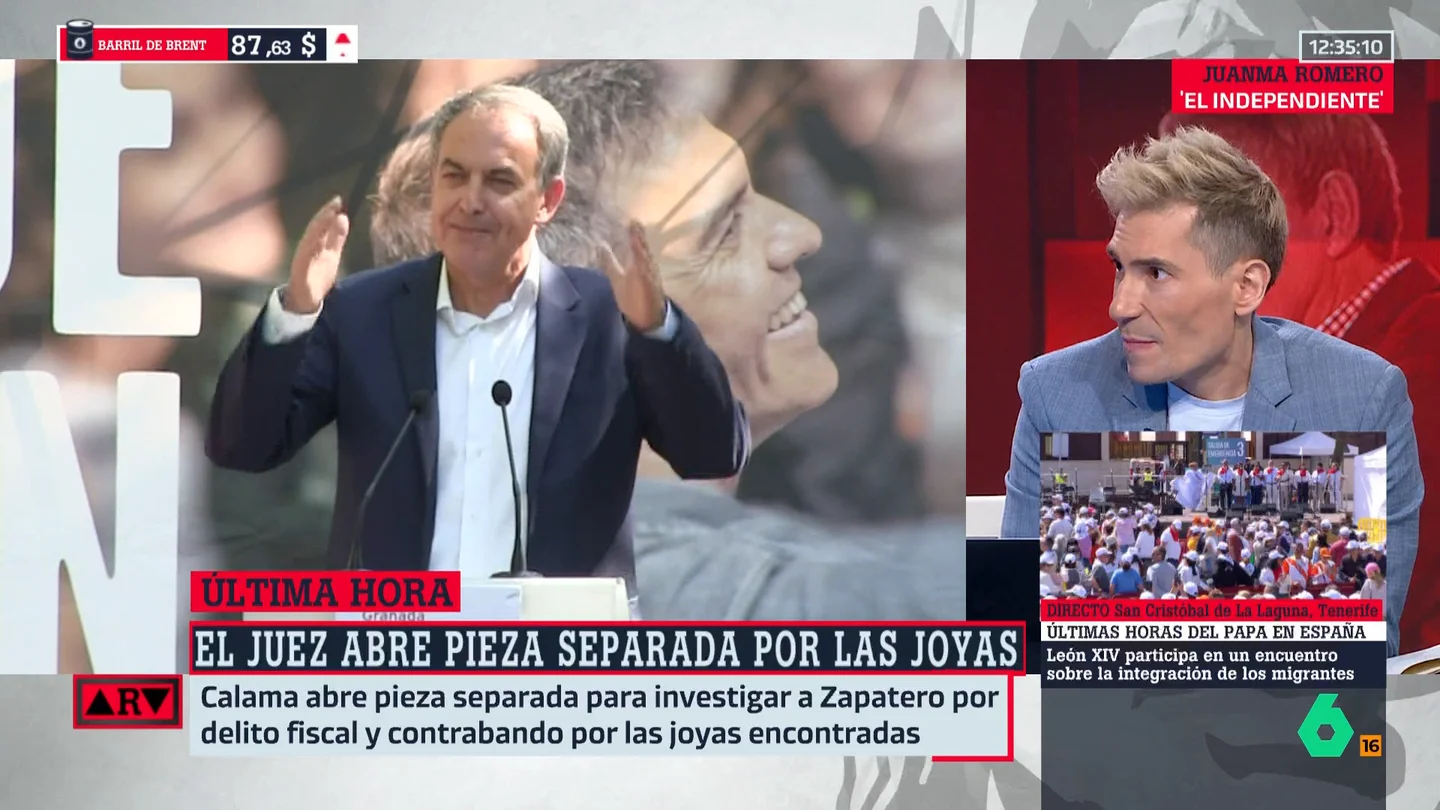 Juanma Romero reacciona a la decisión del juez sobre las joyas de Zapatero: "Es muy duro de asumir para el PSOE" Juanma Romero reacciona a la decisión del juez sobre las joyas de Zapatero: "Es muy duro de asumir para el PSOE"
