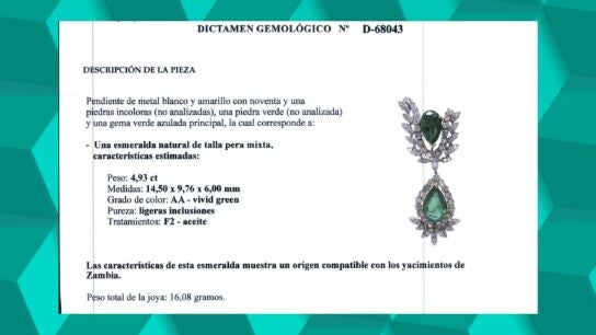 Análisis gemológico de una de las joyas de la caja fuerte de Zapatero