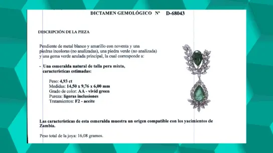 Análisis gemológico de una de las joyas de la caja fuerte de Zapatero Análisis gemológico de una de las joyas de la caja fuerte de Zapatero
