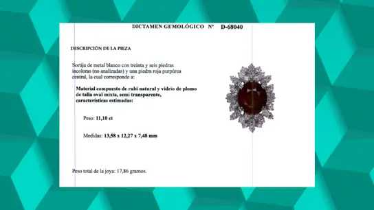 Análisis gemológico de una de las joyas de la caja fuerte de Zapatero Análisis gemológico de una de las joyas de la caja fuerte de Zapatero