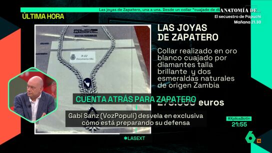 Gabi Sanz desvela que Zapatero est&aacute; "preocupado" antes de su declaraci&oacute;n: "El tema de las joyas ha sido duro, saber la valoraci&oacute;n que le han dado"