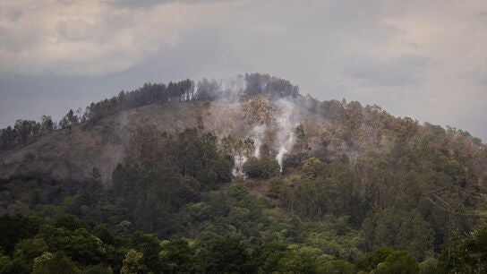 Imagen del incendio en Grado (Asturias)