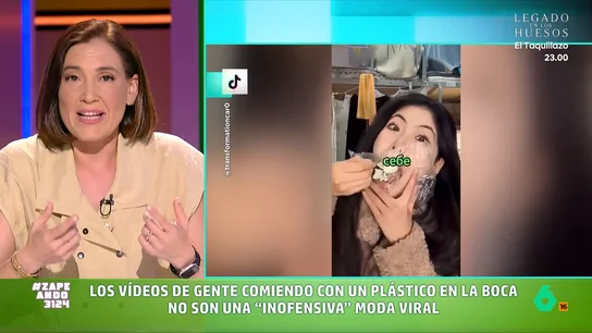 Boticaria García sentencia el 'plastic eating', en vídeo: "El problema no solo es meterse un plástico en la boca, sino el mensaje" Boticaria García analiza el 'plastic eating', una nueva moda en redes sociales que consiste en comer con un plástico en la boca para no tragar los alimentos: "Es una conducta de riesgo que se parece mucho a prácticas que vemos en trastornos de la conducta alimentaria", explica.