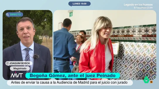 Joaquim Bosch, sobre que el juicio de Begoña Gómez sea con jurado popular: "No sería un capricho del juez, está marcado en la ley" El magistrado señala que dos de los delitos de los que se acusa a la mujer de Pedro Sánchez, el de malversación y el de tráfico de influencias, " se tiene que llevar por la ley del jurado".