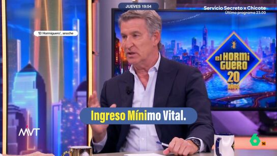 El l&iacute;der del Partido Popular se&ntilde;alaba durante su entrevista en el programa de Pablo Motos que "m&aacute;s de 500.000 personas inmigrantes est&aacute;n cobrando el IMV sin haber trabajo una hora el &uacute;ltimo a&ntilde;o". 