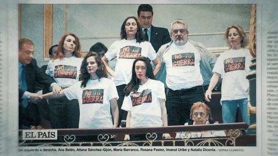 Cuando Mar&iacute;a Barranco, Ana Bel&eacute;n y Aitana S&aacute;nchez-Gij&oacute;n interrumpieron a Aznar en el Congreso al grito de "no a la guerra"