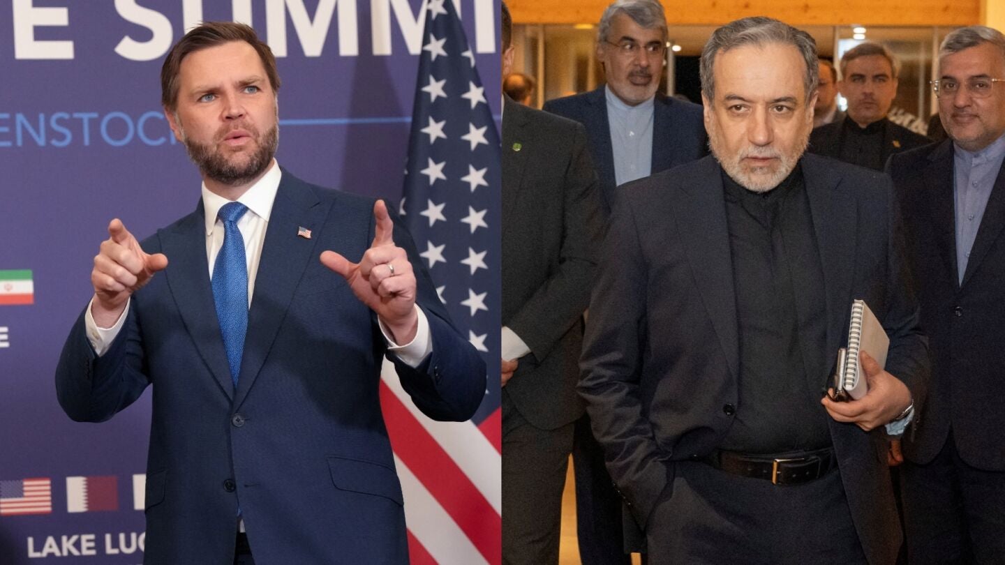 El vicepresidente de EEUU, JD Vance, y el ministro de Exteriores de Ir&aacute;n, Seyyed Abbas Araqchi, llegan a las negociaciones en Suiza