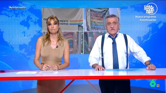 Sandra Sabatés, sobre la eliminación de los gays de los carteles del Orgullo de Madrid Saludos nazis al paso de carrozas del Orgullo, gays eliminados de los carteles del Orgullo de Madrid, toros para niños... Sandra Sabatés y Wyoming analizan las 'cositas' que se vienen de los gobiernos de derecha y ultraderecha.