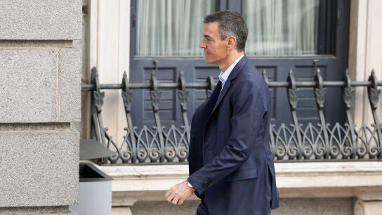 El presidente del Gobierno, Pedro S&aacute;nchez, a su llegada al Congreso