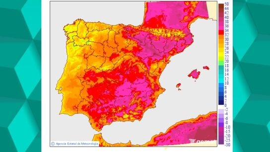 Mapa temperaturas para este jueves de la AEMET.