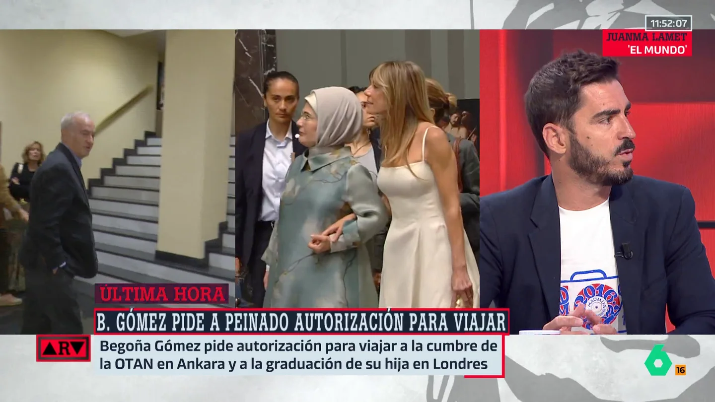 Juanma Lamet, tras la petición de Begoña Gómez para salir de España: "Es una imagen muy explícita del absurdo de lo que ha hecho Peinado" Juanma Lamet, tras la petición de Begoña Gómez para salir de España: "Es una imagen muy explícita del absurdo de lo que ha hecho Peinado"