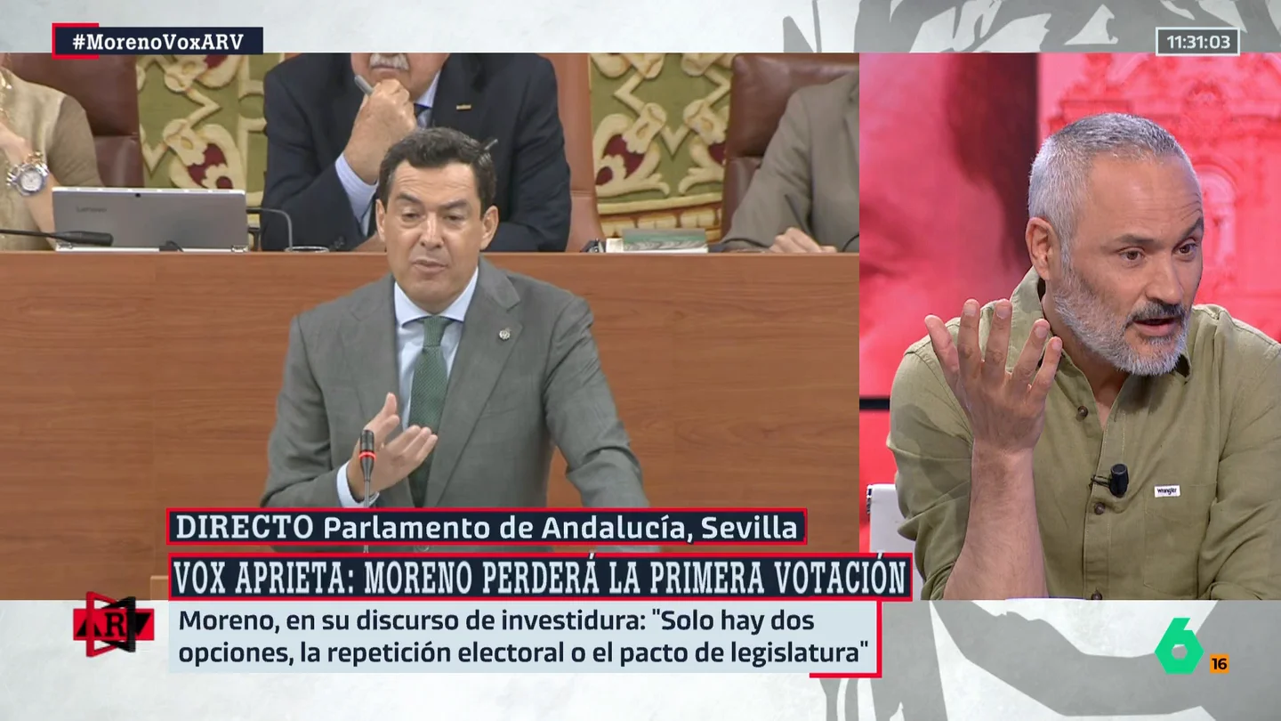 Martínez Vares explica por qué es difícil que Juanma Moreno llegue a un acuerdo con Vox: "Dijo que la prioridad nacional es ilegal" Martínez Vares explica por qué es difícil que Juanma Moreno llegue a un acuerdo con Vox: "Dijo que la prioridad nacional es ilegal"