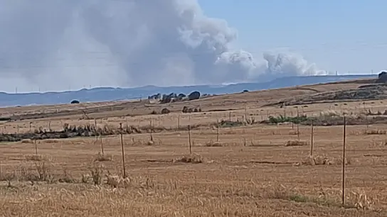 Imagen del incendio declarado en Leciñena avanzando hacia Huesca Imagen del incendio declarado en Leciñena avanzando hacia Huesca
