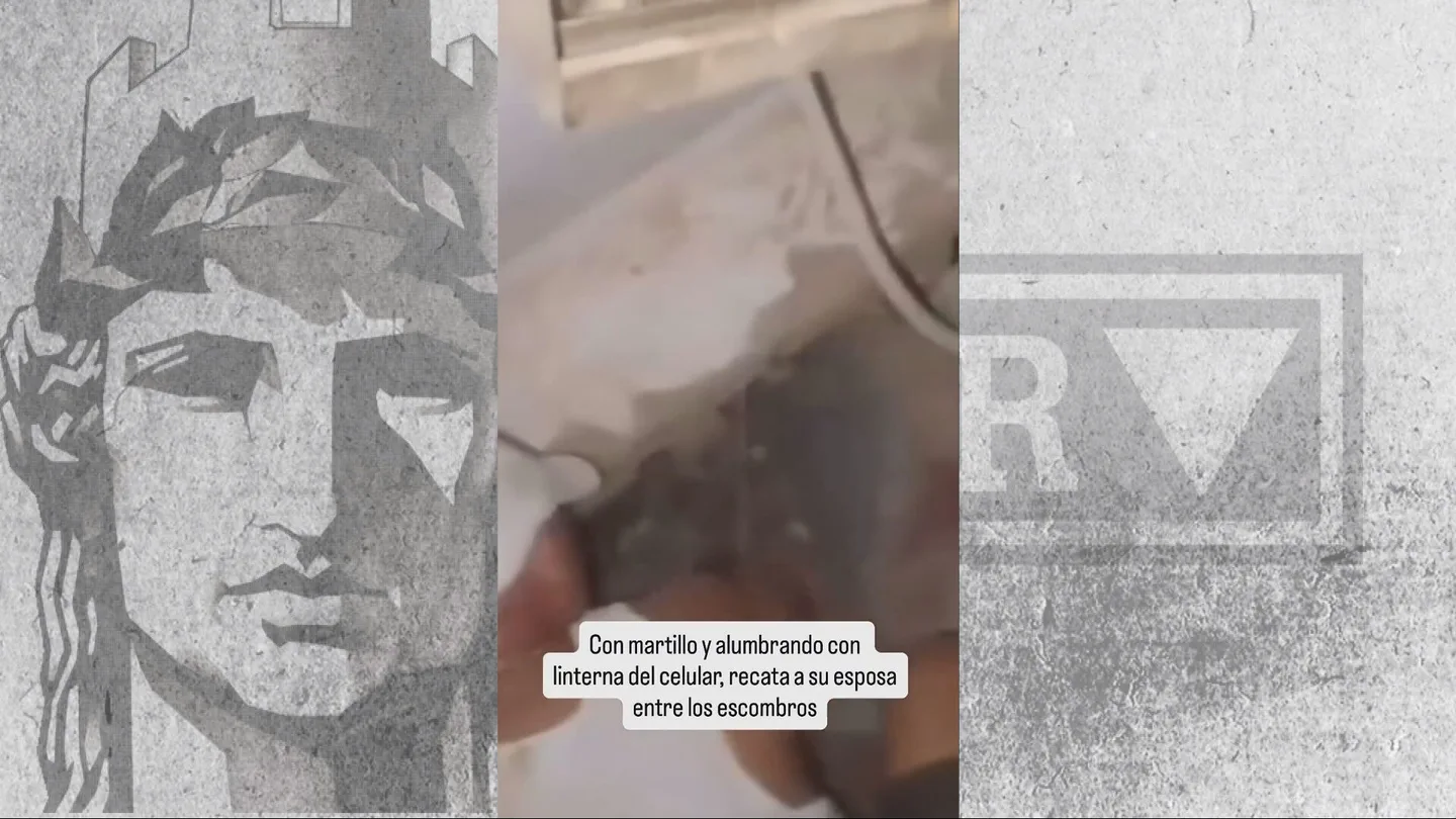 Con un martillo y una linterna: las imágenes del rescate de un hombre a su mujer bajo los escombros en Venezuela Con un martillo y una linterna: las imágenes del rescate de un hombre a su mujer bajo los escombros en Venezuela