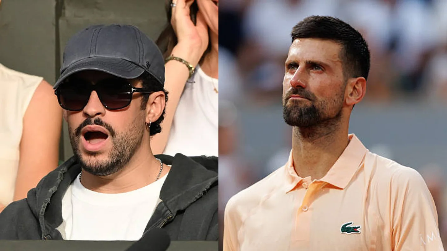 La reacción de Bad Bunny a un punto de Novak Djokovic en su estreno en Wimbledon La reacción de Bad Bunny a un punto de Novak Djokovic en su estreno en Wimbledon
