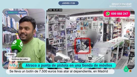 La víctima es un hombre de Bangladesh que lleva apenas dos años en Madrid. Nos ha contado asustado que desde enero ya ha sufrido cinco robos. Además, dice estar muy preocupado porque la Policía no ha atrapado todavía a este violento ladón. La víctima es un hombre de Bangladesh que lleva apenas dos años en Madrid. Nos ha contado asustado que desde enero ya ha sufrido cinco robos. Además, dice estar muy preocupado porque la Policía no ha atrapado todavía a este violento ladón.