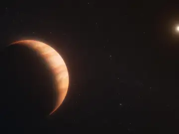 Representación artística del planeta gigante gaseoso WD1856b orbitando alrededor de una enana blanca Representación artística del planeta gigante gaseoso WD1856b orbitando alrededor de una enana blanca