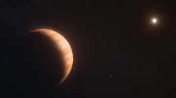 Representación artística del planeta gigante gaseoso WD1856b orbitando alrededor de una enana blanca Representación artística del planeta gigante gaseoso WD1856b orbitando alrededor de una enana blanca