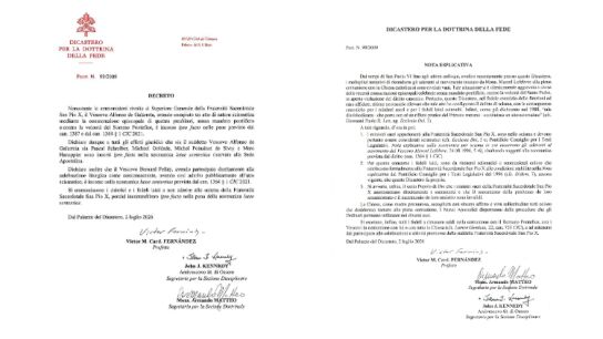 Decreto de excomunión de los 'lefebvrianos'