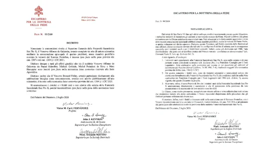 Decreto de excomunión de los 'lefebvrianos' Decreto de excomunión de los 'lefebvrianos'