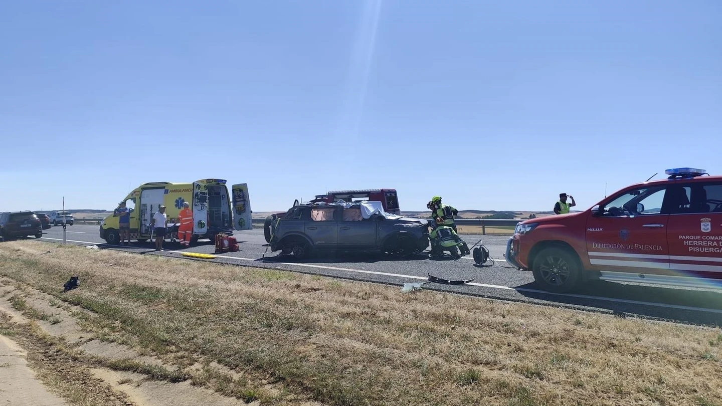 Accidente en la A-67, en Palencia Accidente en la A-67, en Palencia