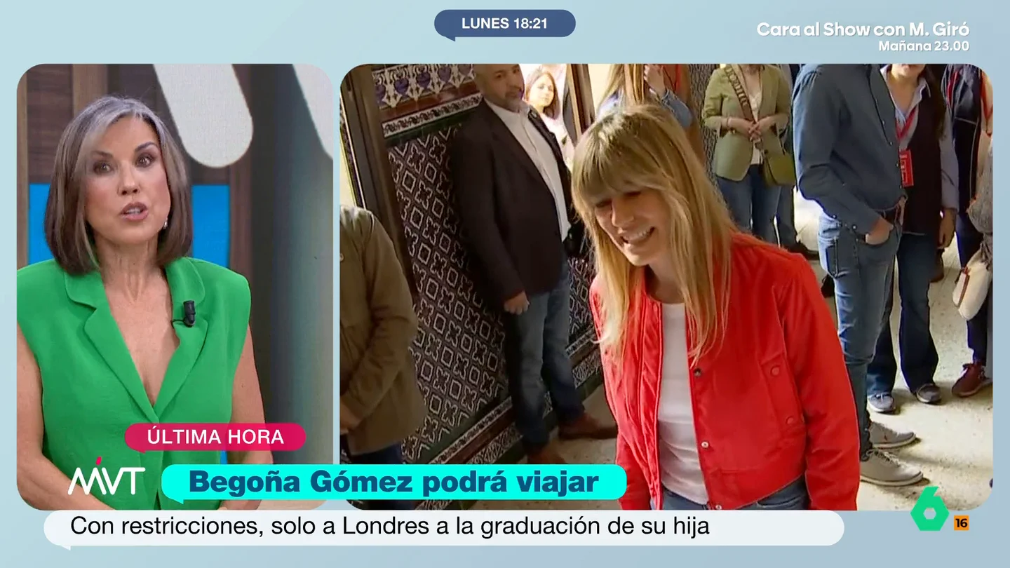 Bea de Vicente valora la decisión del juez sobre el pasaporte Begoña Gómez "¿A dónde va a ir Begoña Gómez a fugarse si va a un acto oficial?", comenta Bea de Vicente, que analiza la decisión del sustituto del juez Peinado al autorizar a Begoña Gómez a viajar al acto de graduación de su hija, pero no a la cumbre de la OTAN en Turquía.