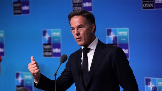 El secretario general de la OTAN, Mark Rutte, habla a su llegada a la cumbre de la OTAN de 2026 en Ankara, Turquía, el 8 de julio de 2026. El secretario general de la OTAN, Mark Rutte, habla a su llegada a la cumbre de la OTAN de 2026 en Ankara, Turquía, el 8 de julio de 2026.