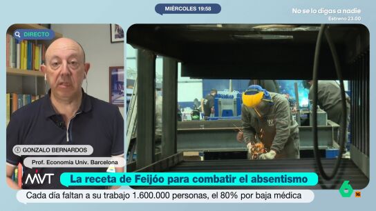 El economista se&ntilde;ala que las bajas laborales son un problema, por un lado, "de un sistema sanitario que no da la talla" y, tambi&eacute;n, que se va, cada vez menos, enfermo al trabajo. 