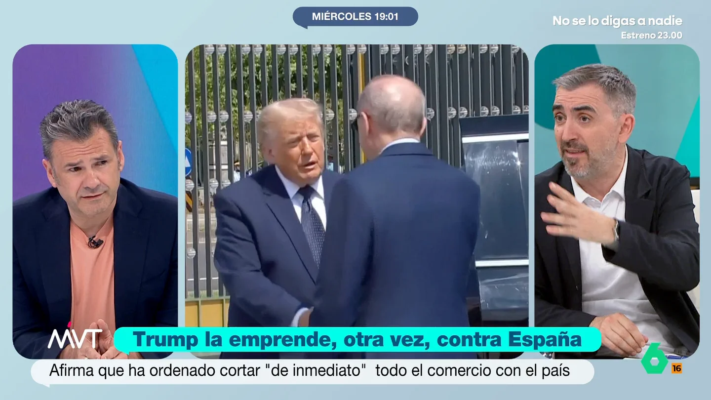 Ignacio Escolar, a Trump: "Nos sale más barato pagar a las empresas damnificadas por el bloqueo de EEUU que subir al 5% el gasto en defensa" El director de 'eldiario.es' indica que Estados Unidos no podría cortar los tratos comerciales con EEUU y, además, si lo hicieran serían los más perjudicados.