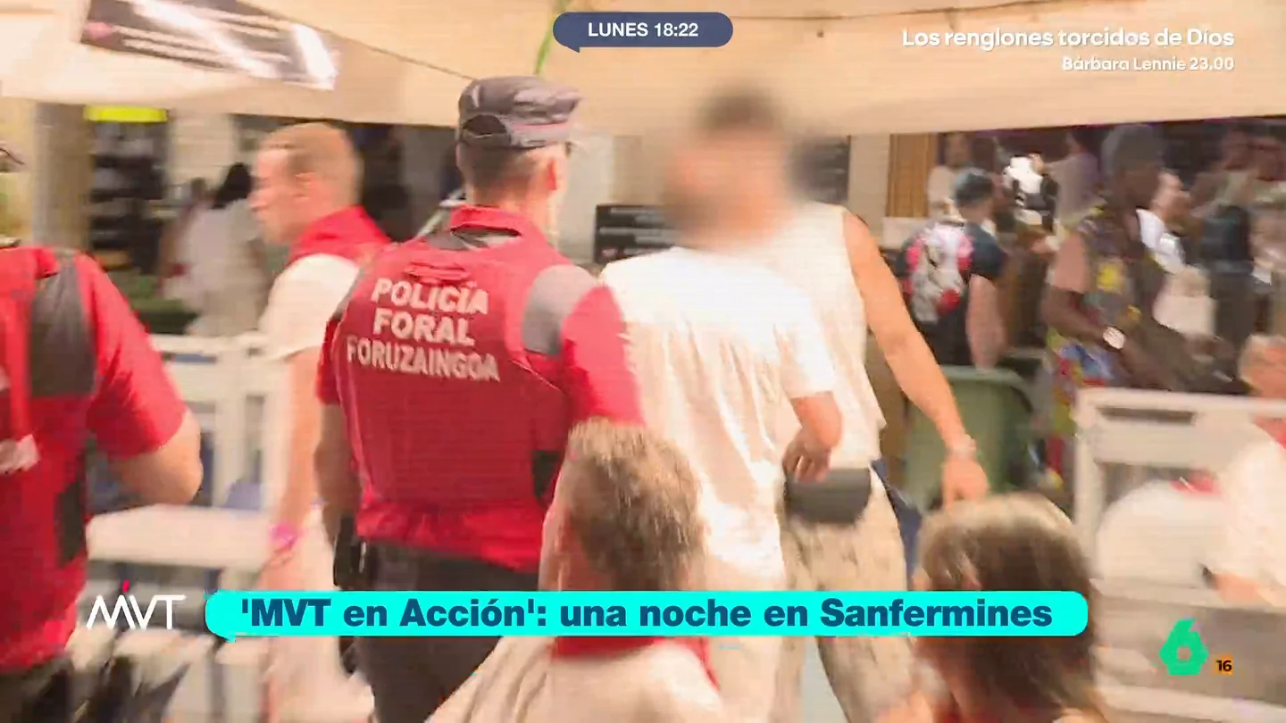 Peleas, drogas y robos: Más Vale Tarde patrulla con la Policía Foral de Navarra en las tensas noches de San Fermín Las cámaras de 'MVT en Acción' patrullan con la Policía Foral de Navarra durante las noches de San Fermín en una Pamplona atestada de visitantes. La población se multiplica por siete y crecen, sobre todo, las peleas y los robos.