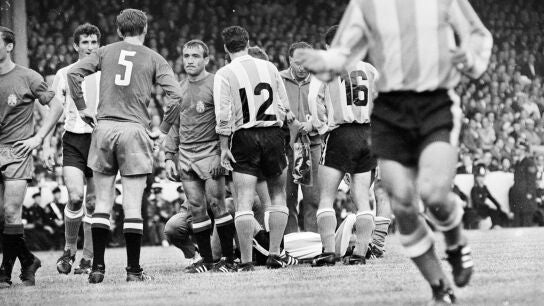 Una imagen del partido entre Espa&ntilde;a y Argentina en la Copa del Mundo de 1966