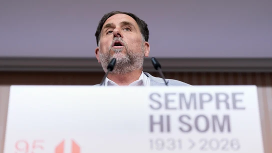 El líder de ERC, Oriol Junqueras, durante una comparecencia El líder de ERC, Oriol Junqueras, durante una comparecencia