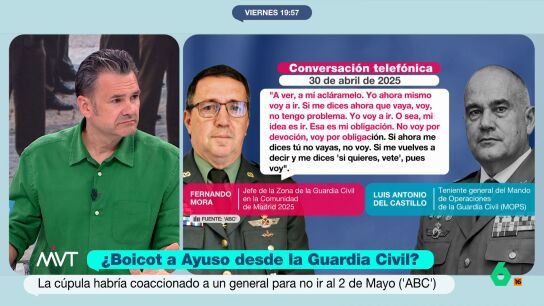I&ntilde;aki L&oacute;pez opina sobre los audios de la bronca del n&uacute;mero dos del DAO, Luis Antonio del Castillo, al general Fernando Mora por su asistencia los actos de Ayuso por el 2 de mayo.