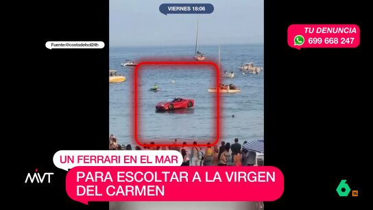 Devotos de la Virgen del Carmen critican que el veh&iacute;culo de lujo, cuyo alquiler cuesta 300 euros al d&iacute;a, hiciera acto de aparici&oacute;n en la playa durante el paso de la patrona de los pescadores.