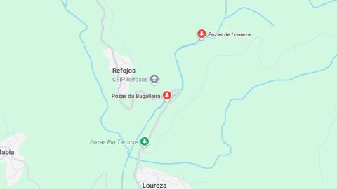 Pozas da Bugalleira captura de Google Maps