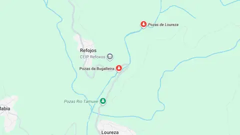 Pozas da Bugalleira captura de Google Maps Pozas da Bugalleira captura de Google Maps