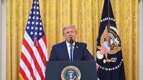 El presidente de Estados Unidos, Donald Trump, durante su discurso