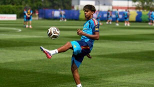 Lamine Yamal, en un entrenamiento
