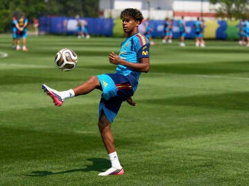 Lamine Yamal, en un entrenamiento