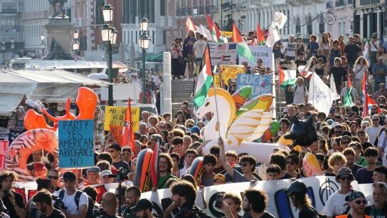 Protesta en Venecia contra la visita del embajador estadounidense de Italia