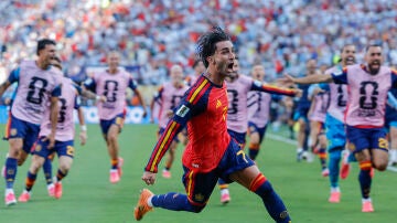 Ferrán Torres de España celebra un gol en la final del Mundial Ferrán Torres de España celebra un gol en la final del Mundial