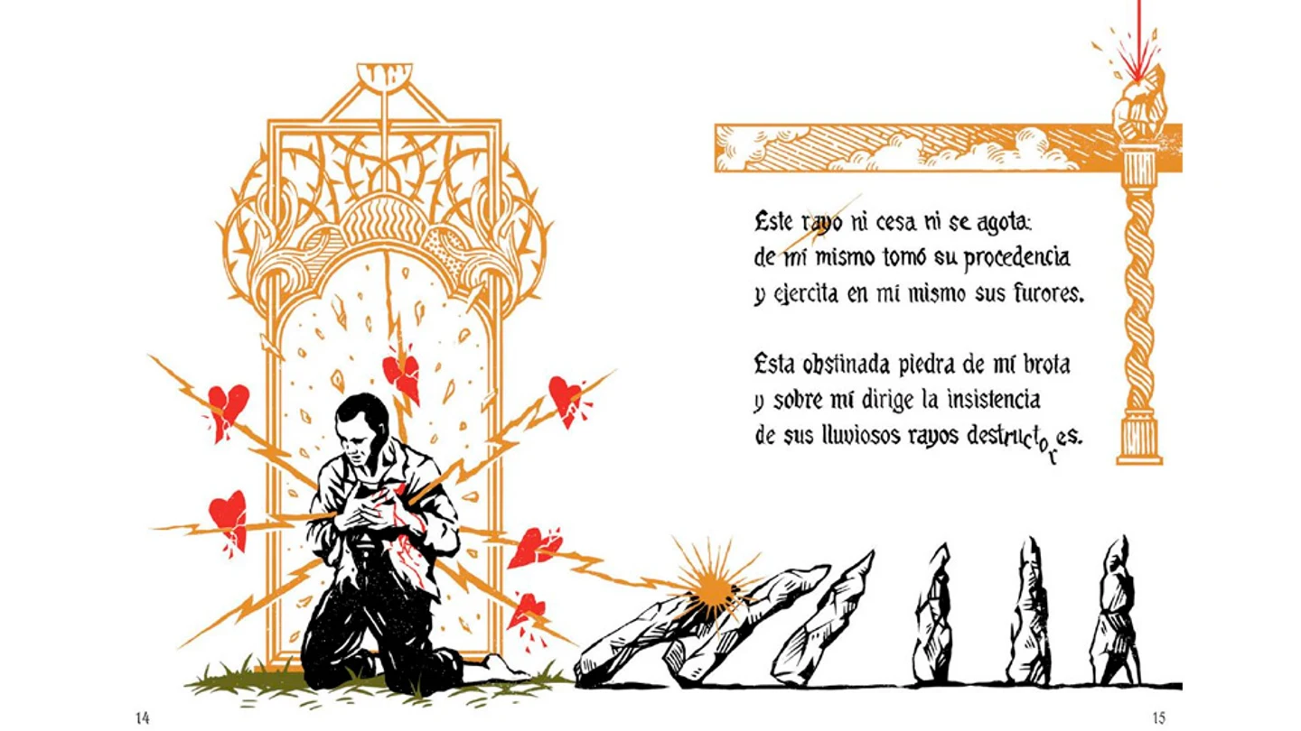 Ilustración de Pedro Oyrabide para 'El rayo que no cesa' de Miguel Hernández Ilustración de Pedro Oyrabide para 'El rayo que no cesa' de Miguel Hernández