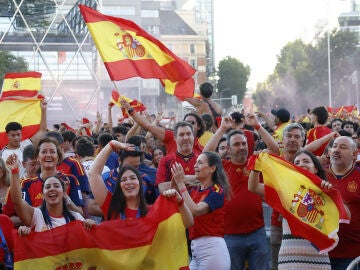  Aficionados festejando el mundial de Espa&ntilde;a