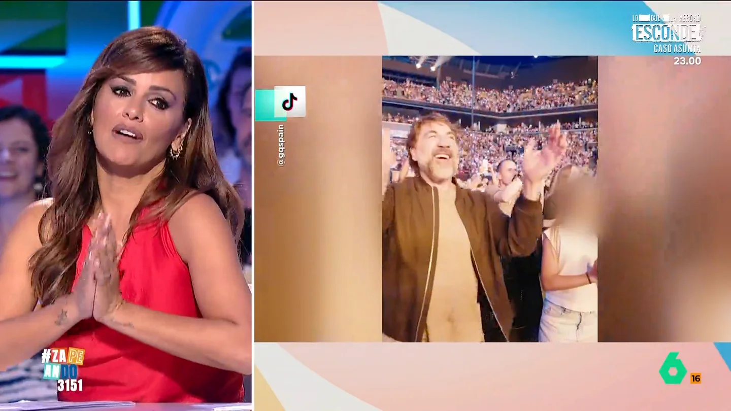 Mónica Cruz habla de la faceta disfrutona de Javier Bardem: "Lo da todo en los conciertos y a veces hasta ha ido solo" Después de gozarse los partidos de la selección y el show de la final del Mundial, Javier Bardem sacaba los pasos prohibidos en el concierto de Shakira. Mónica Cruz cuenta en Zapeando cómo es el Bardem fiestero.
