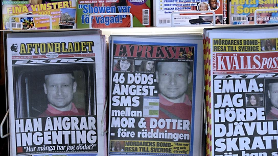 La imagen de Anders Breivik, el asesino de Utøya, en la prensa escandinava en 2011 La imagen de Anders Breivik, el asesino de Utøya, en la prensa escandinava en 2011