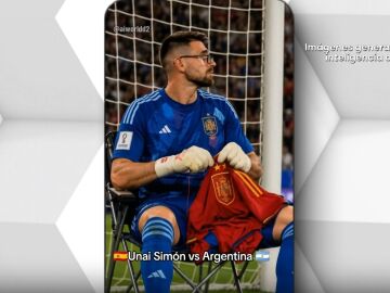 Meme Unai Simon en la final del Mundial.