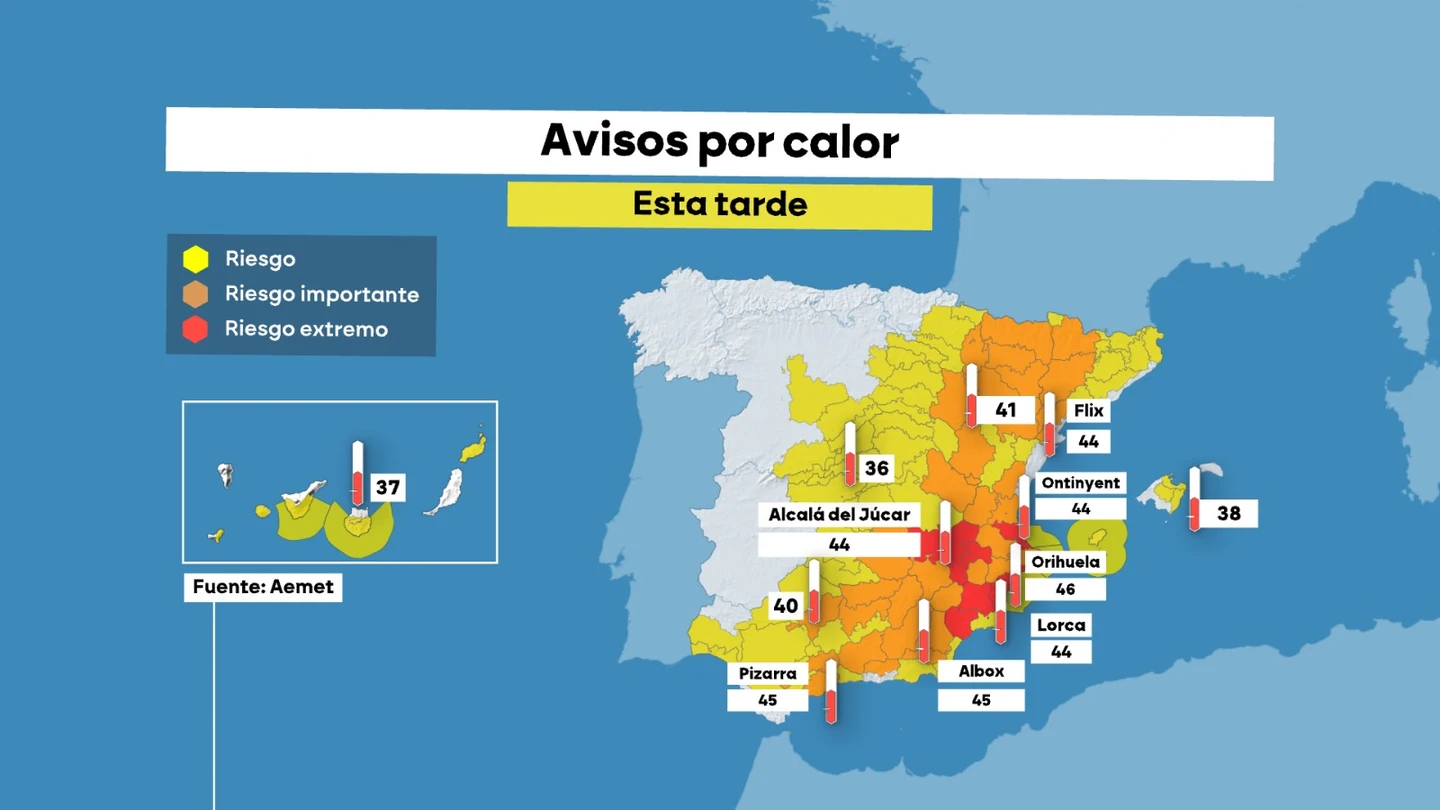 Avisos por calor extremo en cuatro provincias este jueves Avisos por calor extremo en cuatro provincias este jueves