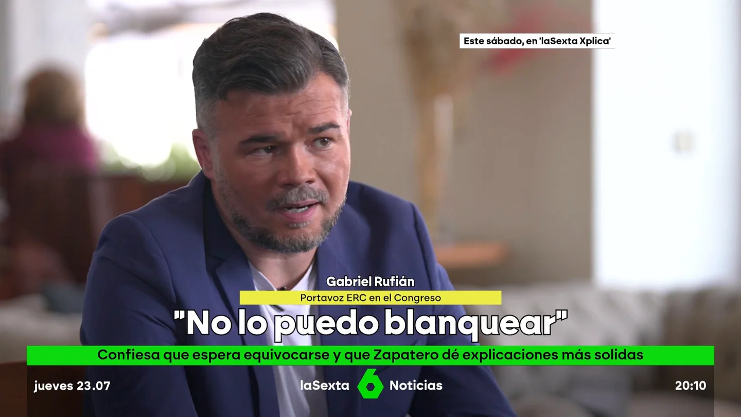 Gabriel Rufián en su entrevista en laSexta Xplica Gabriel Rufián en su entrevista en laSexta Xplica
