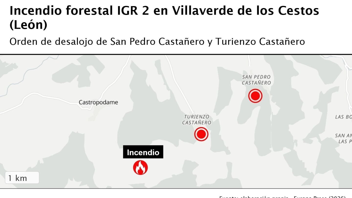 Mapa de incendios en León