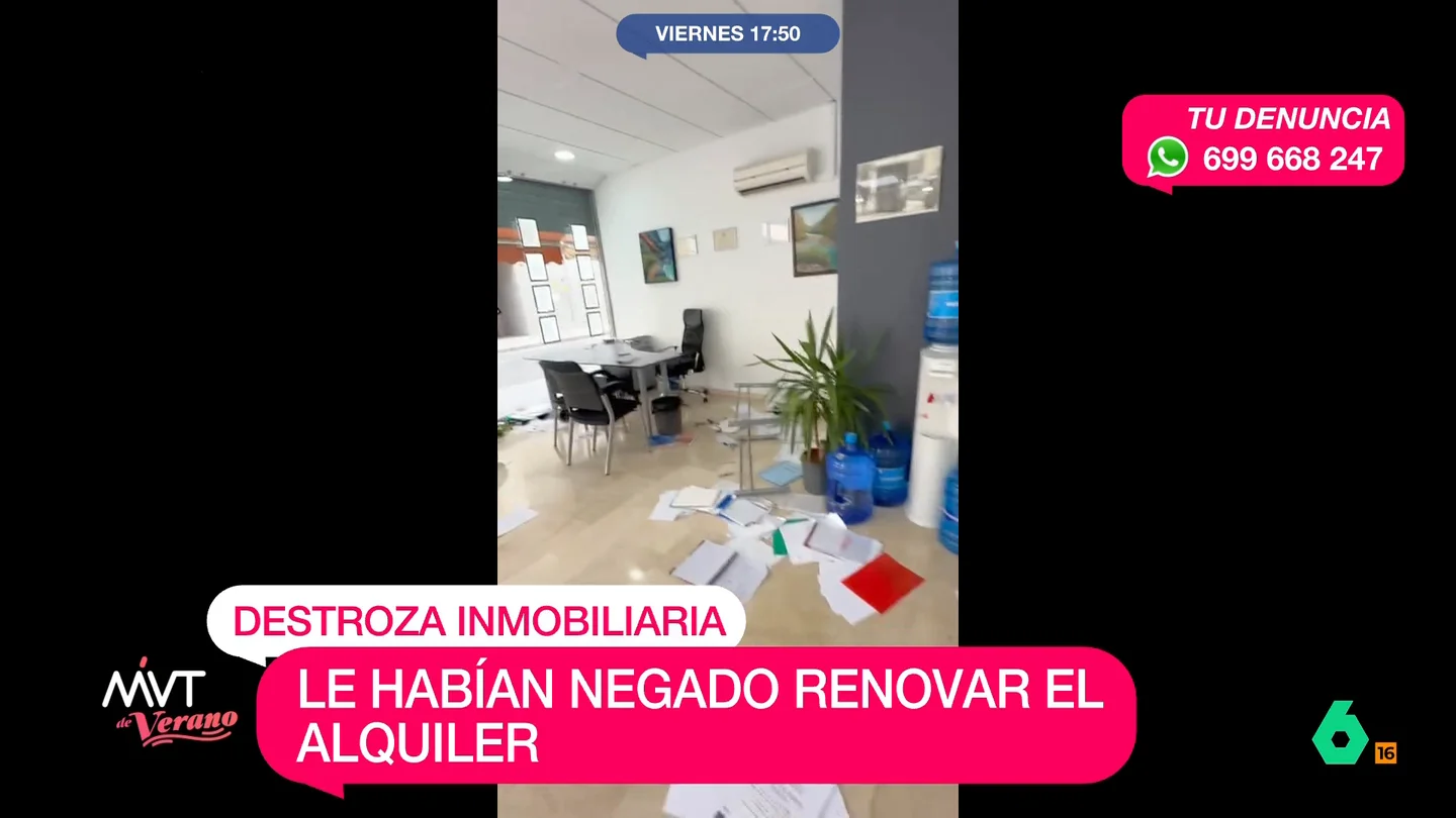 Un inquilino entra en cólera y destroza una inmobiliaria después de que se nieguen a renovarle el alquiler En San Vicente del Raspeig, Alicante, un joven de 26 años ha destrozado una inmobiliaria y robado el teléfono del gerente después de que el dueño de la casa en la que vive se negara a renovarle el contrato. Ya ha sido detenido.